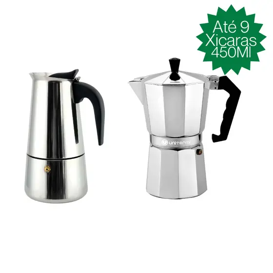 Cafeteira Italiana Unitermi de Inox Café Expresso 6 Xícaras Cafeteira Italiana Splendore