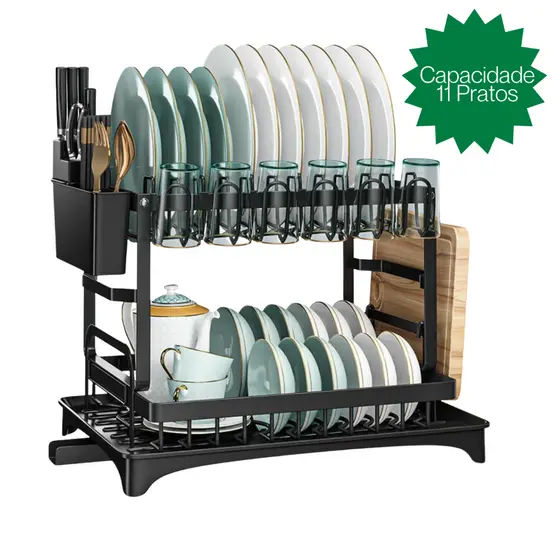 Escorredor De Louça Suspenso Rack Aço Inoxidável Organizador Louça Preto