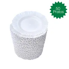 Pratos Branco Fundo Com Borda Plástico