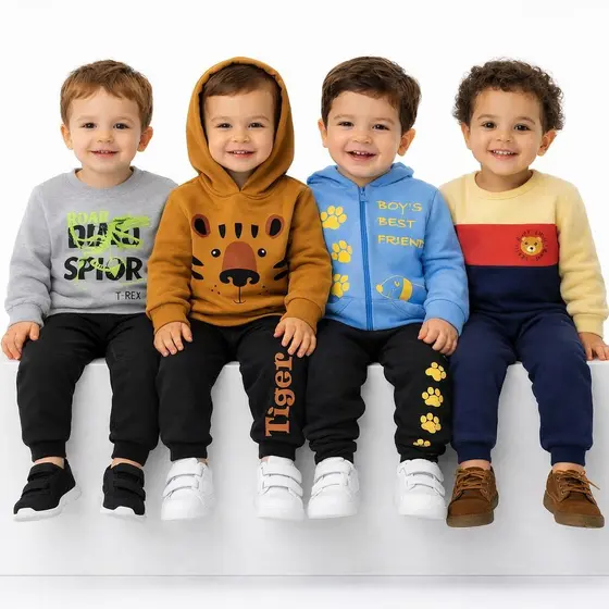 Conjunto Moletom Bebê Infantil Criança Menino Agasalho Masculino Moleton Inverno 100% Algodão Capuz Zíper