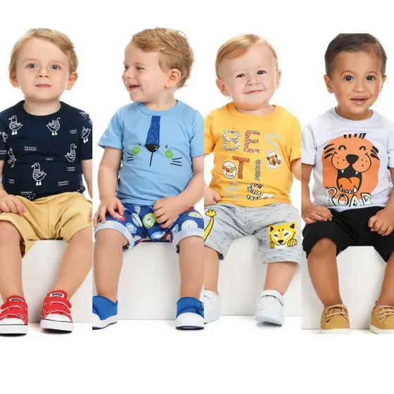 Conjunto Verão Menino Masculino Infantil Menino 100% algodão