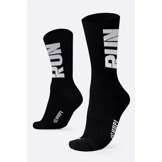 Meia HUPI RUN Preto/Branco para Corrida 1 Par, Tamanho 36-42