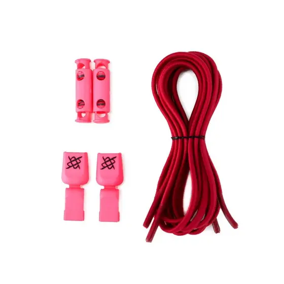 Cadarço Elástico para Tênis Hupi Laces 1 Par, Cor: Rosa Liso | Sem Nó, Ajuste Fácil, Ideal para Corrida e Treino