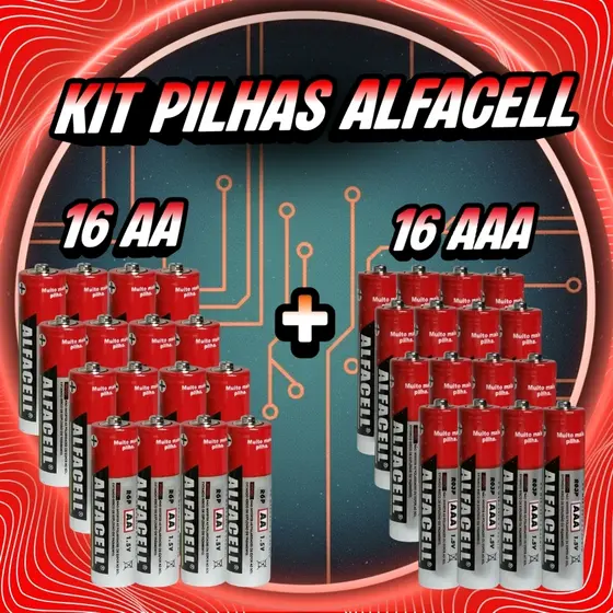 Alfacell 16AAA Palito + 16 AA Normal ou Escolha sua Quantidade