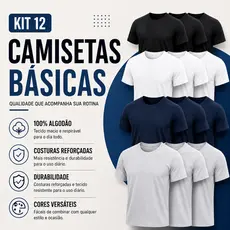 Kit 12 Camisetas Unissex Lisa Premium 100% Algodão Moda Urbana