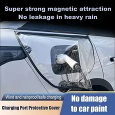 Porta De Carregamento Do Carro Capa Chuva Ev Carregador Pvc Transparente Com Tira Magnética Para Nova Energia Veículos E