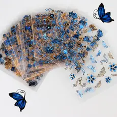 30 PCS 3D Golden Brand Nail Art Sticker Butterfly Letters Flower Nail Decals  for DIY Manicure Design Decoration