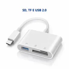 3 EM 1 Cabo Adaptador USB Tipo C Leitor de Cartão de Memória Micro SD, TF E USB 2.0 Conector OTG