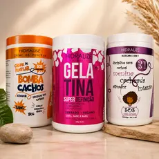 Kit Cacheadas Bomba Cachos Gelatina Definição Mascara Hidratação Menina Cacheada