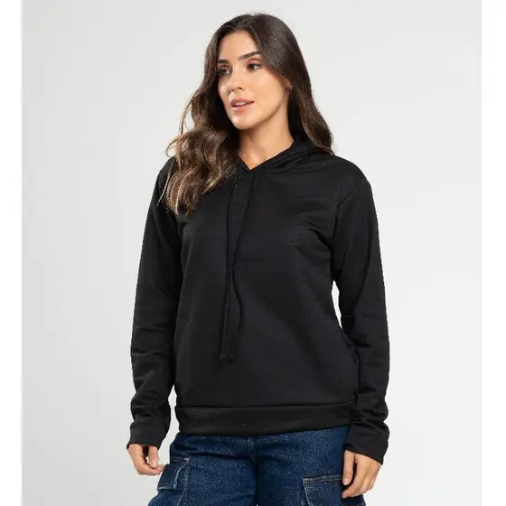 Casaco de Moletinho com Capuz e Bolso de Inverno Feminino e Masculino Blusa de Frio