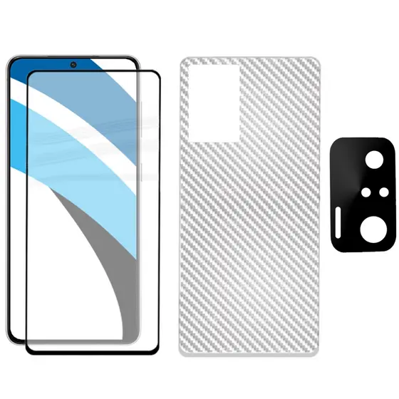 Película Vidro 3d 9d + Película Camêra + Película Traseira para Xiaomi