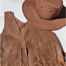 Kit Colete Country com Franja Infantil + Chapéu