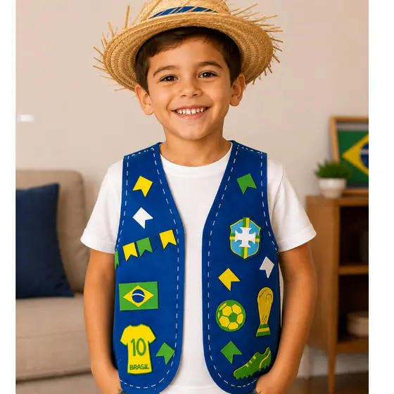 Colete Infantil Junino Brasil Personalizado com Nome
