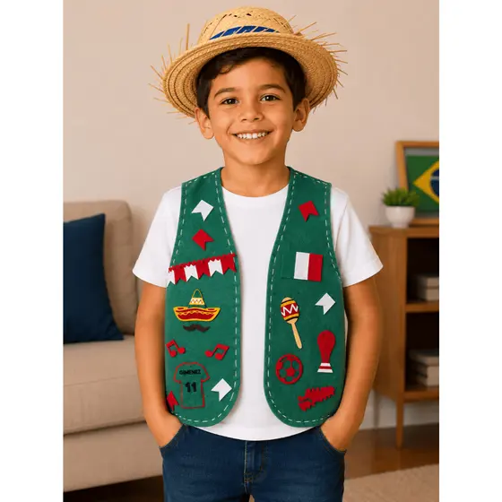 Colete Infantil Junino México Personalizado com Nome