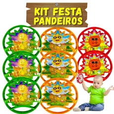 Kit Pandeirinho Infantil Brinquedo Pandeiro Musical Festa