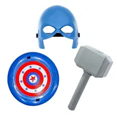 Espada Brinquedo Infantil Martelo Thor + Escudo + Mascara