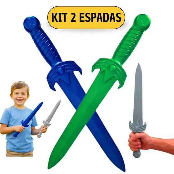 Kit 2 Espadas De Brinquedo Ninja Guerreiro Infantil Punhal 45 cm