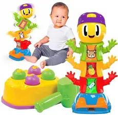 Kit 2 Brinquedo Educativo Didático Infantil Encaixe Martelo Colorido