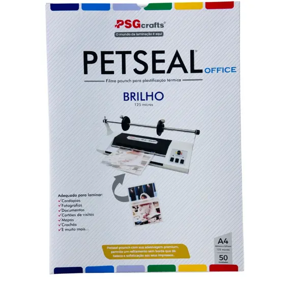 Petseal Brilho A4 125 micras caixa com 50 laminas