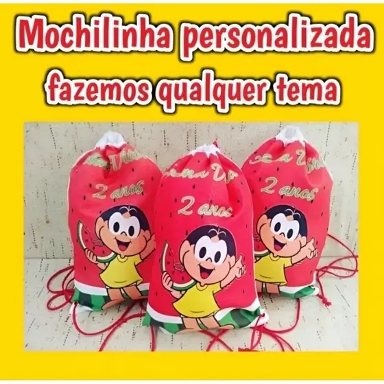 Mochilinha Infantil Personalizada 20x28 Lembrancinha Festa Aniversário Sacolinha Surpresa Vários Temas Menino Menina