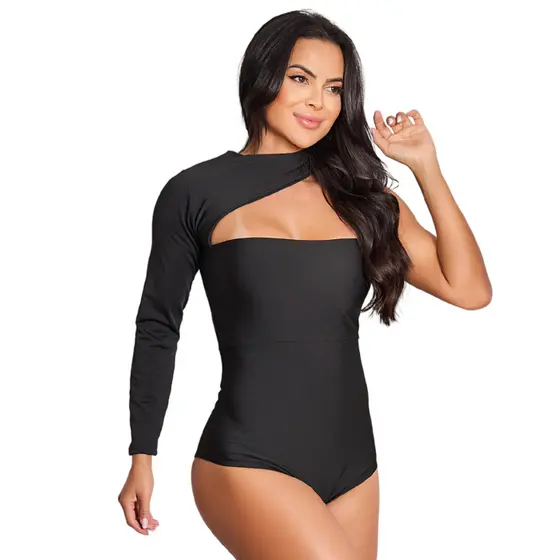 Body Manga Braço Assimétrico Elegante Festa Design Moderno