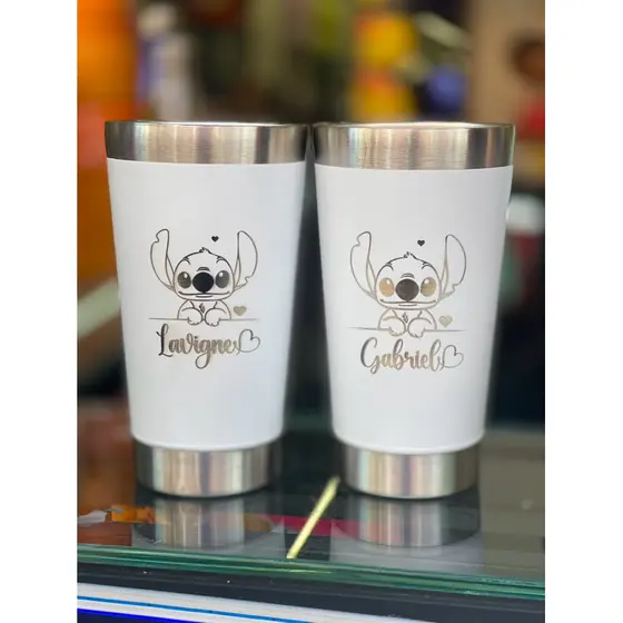 Copo Térmico Personalizado C/ Nome Logo Time C/ Tampa E Core Cor Preto