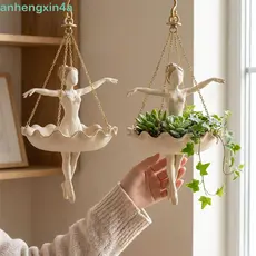 Vaso De Flores De Fada ANHENGXIN , Plantador Suspenso De Dançarina De Balé Esculpido À Mão Caprichoso , Figura De Bailar