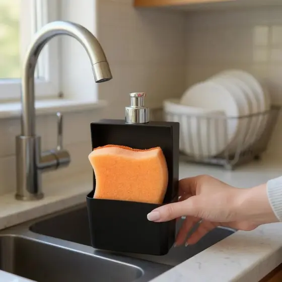 Porta Detergente 500 ml Dispenser com Suporte de Bucha