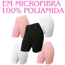 Kit 5 Short Anágua Longo Segunda Pele Para Saia Ou Vestido 100% Poliamida