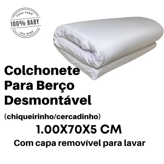 Colchonete Para Berço Portátil ou Cercadinho - Super Macio com fronha removível