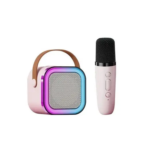 Alto-falante Bluetooth Karaoke com Microfone, Luzes LED e Diversão para Toda a Família Su