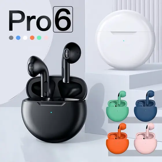 Air Pro 6 TWS Fones de ouvido Bluetooth sem fio Fones de ouvido esportivos su