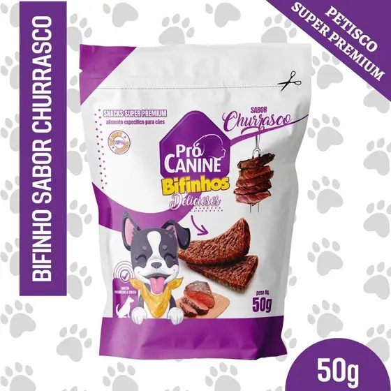 Petisco para Cachorro PróCanine Bifinho sabor Churrasco 50gr