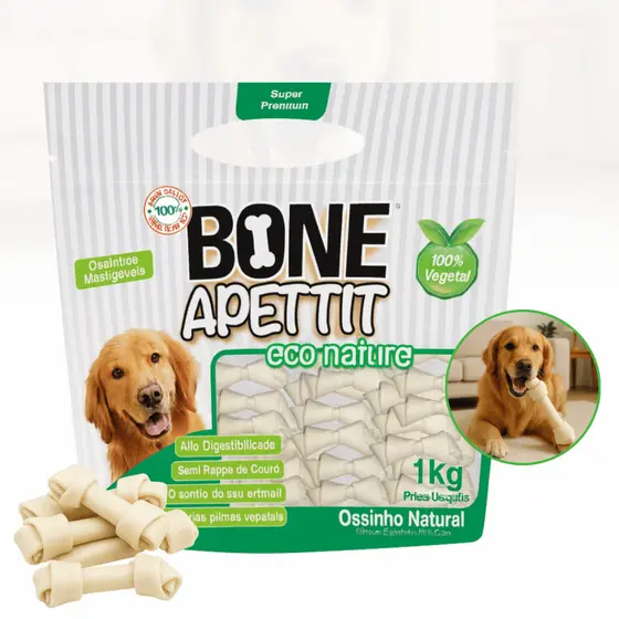 Petisco para Cachorro Osso Ossinho Nó Natural Vegetal Bone Apettit 1Kg