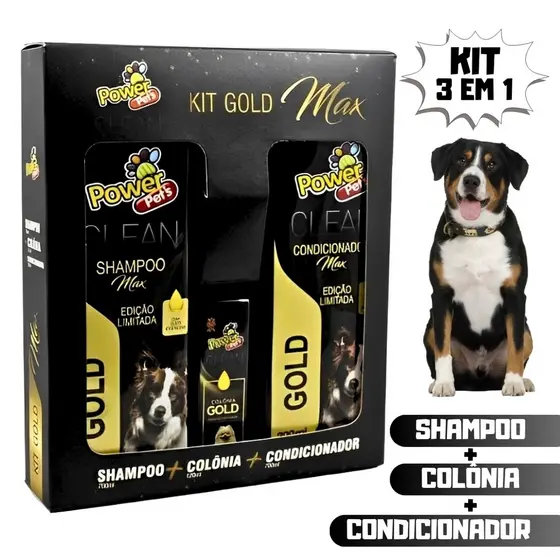 Kit Shampoo Condicionador Colônia Cachorro Gold Max Power Pet´s
