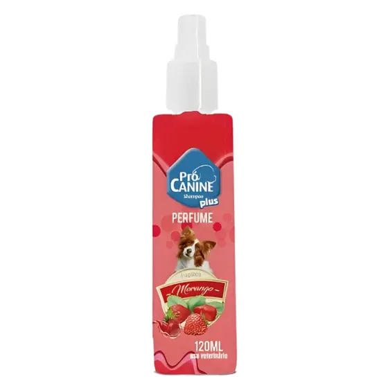 Perfume Pet Morango PróCanine 120ml Cães Gatos Fragrância Suave Duradoura