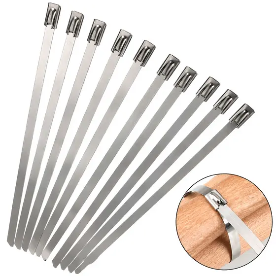 Kit 10 Abraçadeiras Aço Inoxidável Reforçada 350mm Fixação Amarração Trava Automática