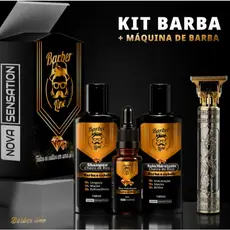 Kit Barba Cheiro De Rico, Balm, Óleo, Shampoo e Maquina De Barbear