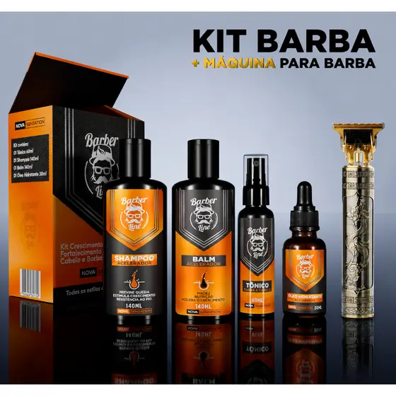 Kit Barba Balm, Shampoo, Óleo e Tônico Presente Namorado Cheiroso Maquina de Barbear