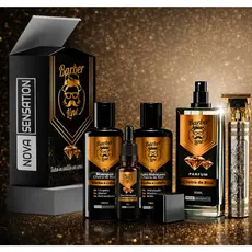 Kit Barba Cheiro De Rico Perfume Balm Óleo de Barba Shampoo + Maquina de Barbear