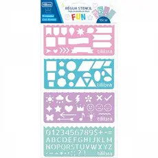 Régua Stencil Fun com 4 Unidades Diferentes. - Tilibra