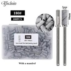 100 Pçs/Caixa 3mm Mini Bandas De Lixa Com Conjuntos De Mandril Para Pele Morta Calos Polimento Elétrico Prego Brocas Man