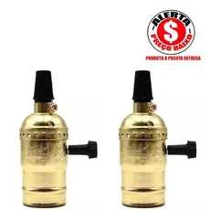 SOQUETE retro vintage 2 UNIDADES bocal dourado rosca com alivio de tensao