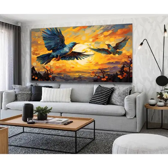 Quadro Decorativo grande Sala Recepção 100x50 pássaro