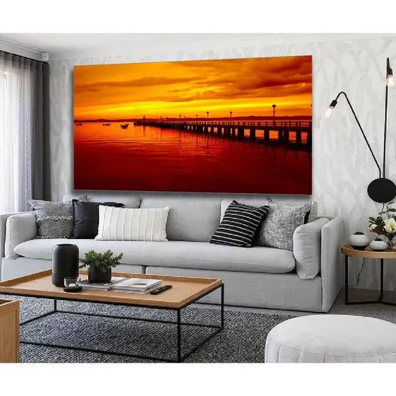 Quadro Decorativo grande Sala Recepção 100x50 ponte pôr do sol