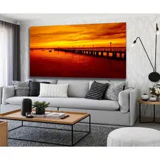 Quadro Decorativo grande Sala Recepção 100x50 ponte pôr do sol