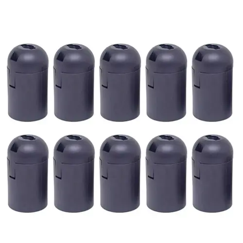 10 Bocal Soquete Plástico termoplástico p/ lâmpada base E27 Lustre Abajur Pendente Receptáculo PRETO
