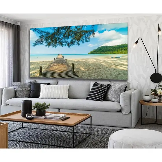 Quadro Decorativo grande Sala Recepção 100x50 ponte na praia