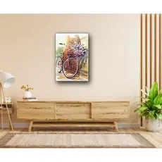 Quadro Bicicleta C/ Flore Sala Decoração Tecido Canvas 60x40
