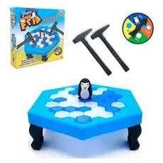 Jogo Martelo Quebra Gelo Pinguim Blocos Brinquedo Interativo Grande Diversão
